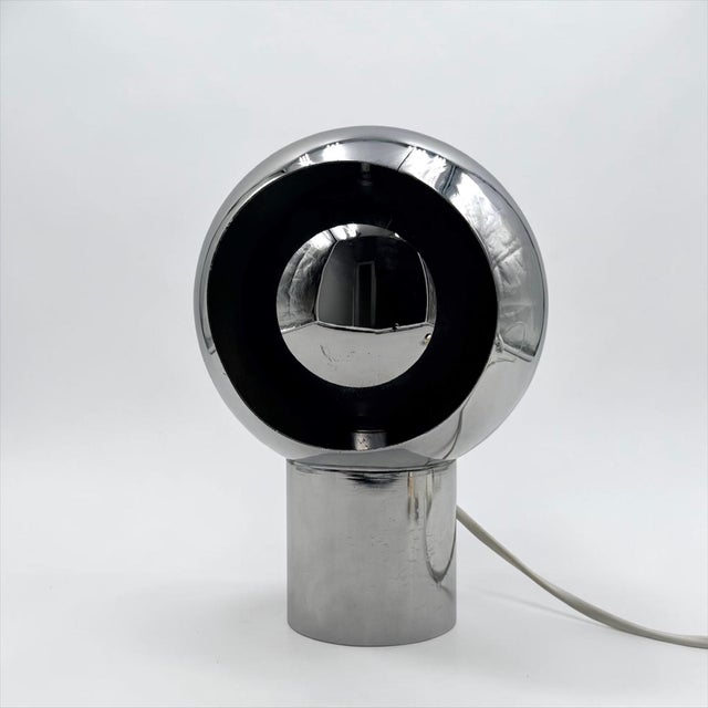 Space Age Chrome Table Lamp with Rotating Eclipse Shade, 1970s For Sale - Image 4 of 15