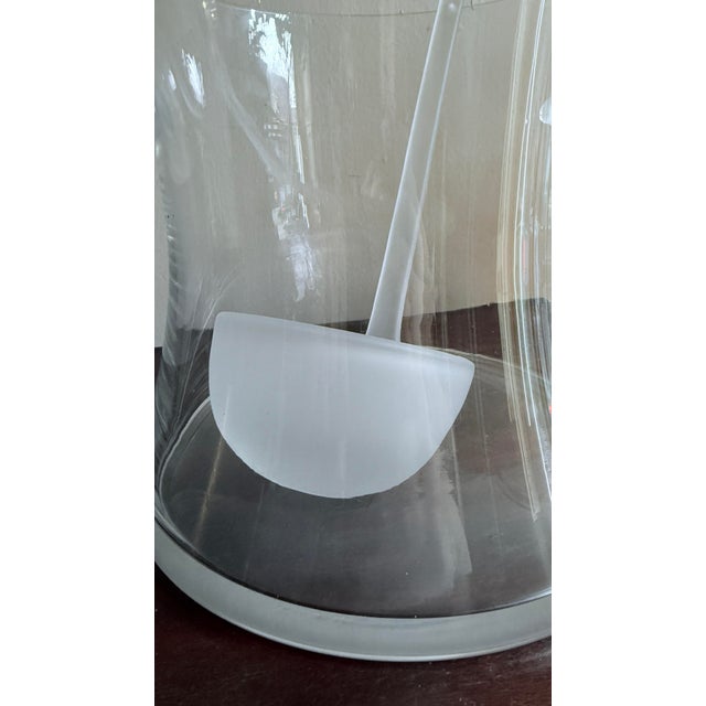 Vintage Postmodern Glass Punch Bowl Set With Frosted Accents, Handles, and Ladle - 10pcs For Sale - Image 11 of 16