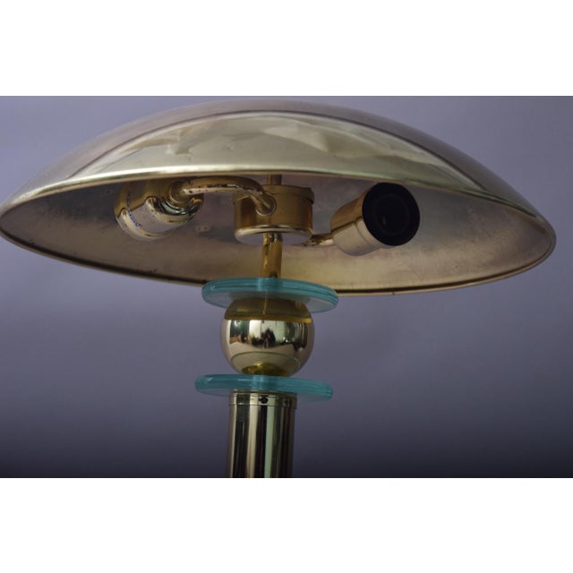 Gold Brass Mushroom Table Lamp with Glass Ring Details, 1990s For Sale - Image 8 of 10