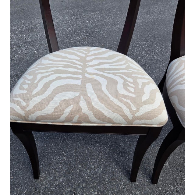 Ethan Allen Pair Ethan Allen Hathaway Klismos Dining Side Chairs Zebra Print French Regency 1990s For Sale - Image 4 of 14
