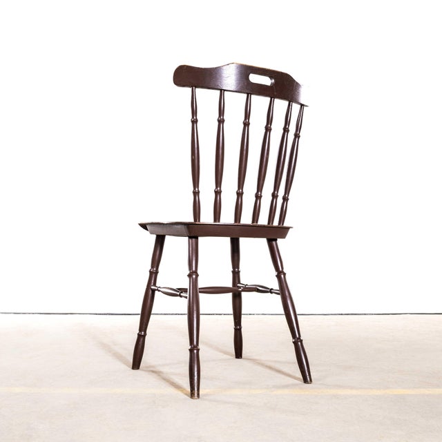 1950s Dark Spindle Back Dining Chairs, Set of 4 For Sale - Image 5 of 12