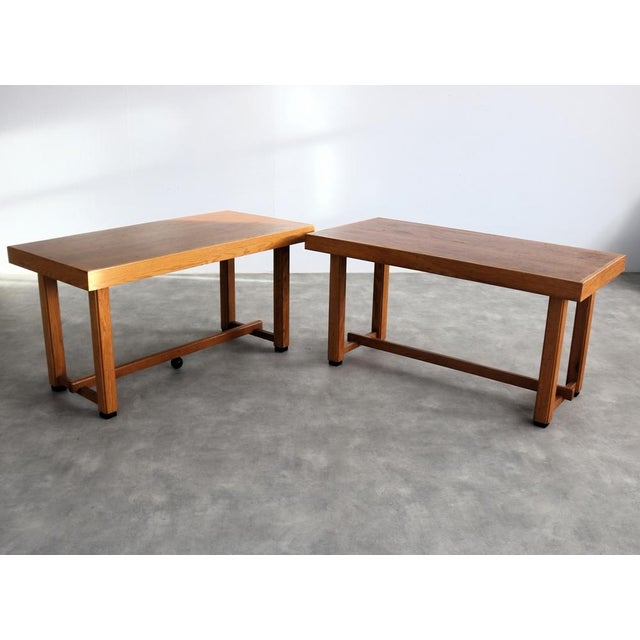 Brown Art Deco Conference Table in Oak, 1930s For Sale - Image 8 of 11