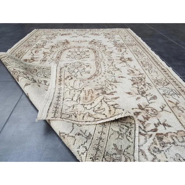 Turkish Vintage Oushak Traditional Handmade Area Rug- 3′10″ × 6′7″ For Sale - Image 3 of 11