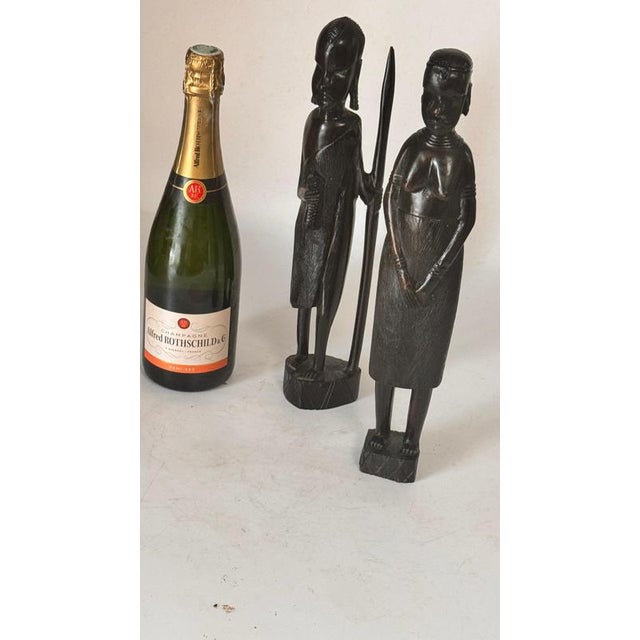 Pair of African Sculptures — Heavy Hardwood, Primitivist Style : This is a pair of African sculptures carved from...
