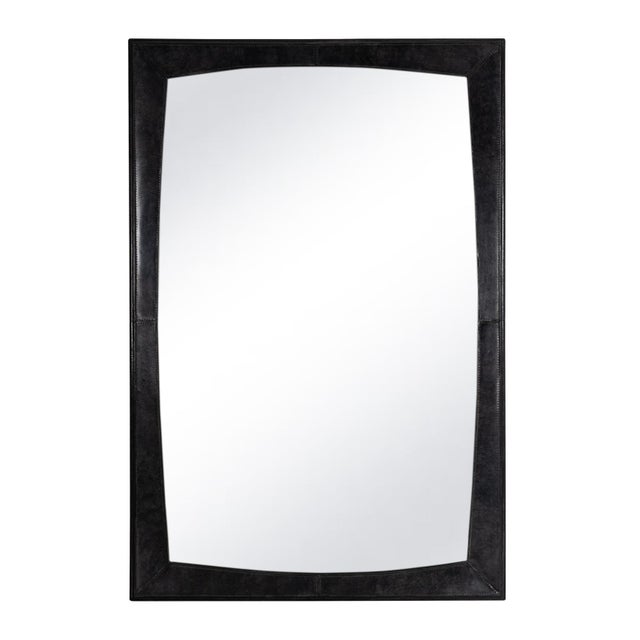 2020s Estaban Leather Mirror Small, Black For Sale - Image 5 of 5