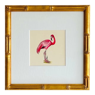 Hand-Painted Flamingo Painting. Framed For Sale