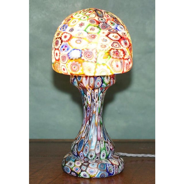 Exquisite Antique Murano Millefiori Italian Glass Mushroom Table Lamps, 1950s, Set of 2 For Sale - Image 3 of 18