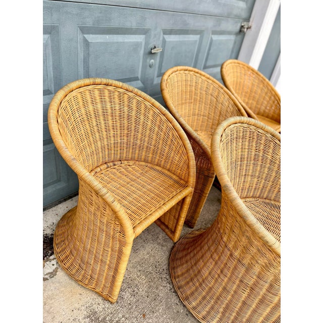Modern Wicker Barrel Chairs | Set of Six For Sale In Tampa - Image 6 of 12