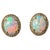 Light Green 10 Karat Yellow Gold With Oval Opal and Diamond Stud Earrings a Pair For Sale - Image 8 of 9