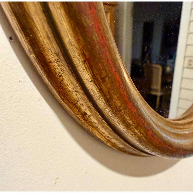 Pair of Italian Gilt Oval Mirrors, Hollywood Regency Style, 1960s For Sale - Image 9 of 10
