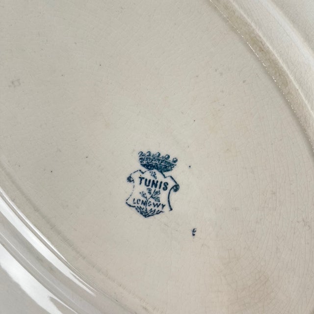 Blue Oval Dish with Tunis Pattern by Longwy, 1890s For Sale - Image 8 of 14