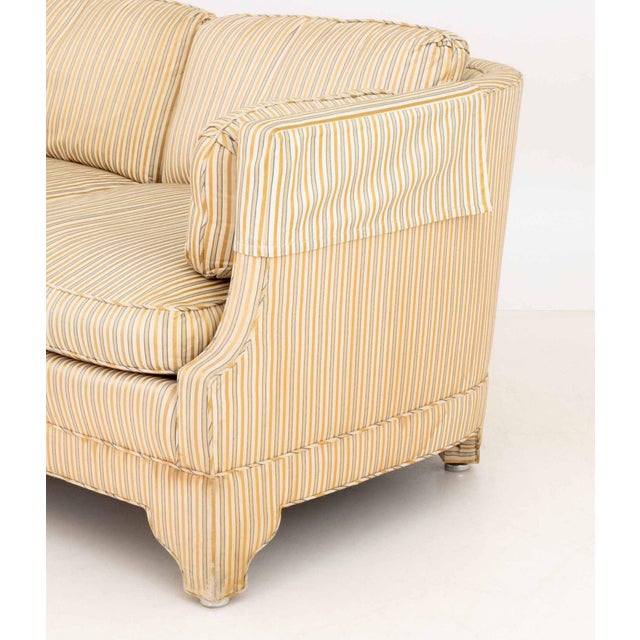 Pair of American Striped Pattern Fabric Upholstered Sofas For Sale - Image 15 of 16