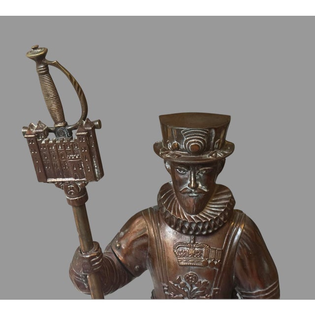Vintage Beefeater Yeoman Warder Figural Fireplace Tool Set Sword Poker Tongs 30” For Sale - Image 12 of 12