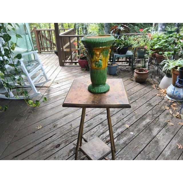 Rare Antique C. 1910 J.W. Brush -McCoy Majolica Pottery Planter/Jardinier – "W" Mark With Maker's Base Drainage Hole For Sale - Image 15 of 15