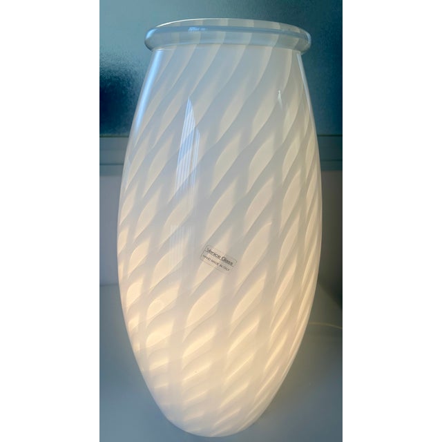 1980s White Blown Vase Lamp with Phoenician Decoration, 1970s For Sale - Image 5 of 5