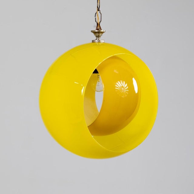 Yellow Eclisse Hanging Lamp by Nason for Mazzega For Sale - Image 3 of 9