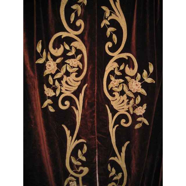 Textile Pair of Napoleon III Velour Applique Curtains -Drapes Tapestry, Circa 1840 For Sale - Image 7 of 12