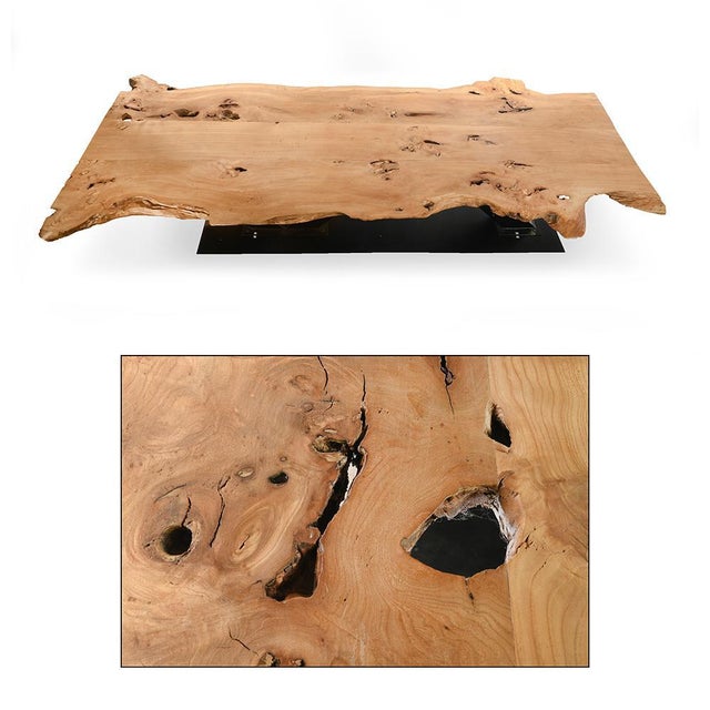 Large wooden table on his foot steel. Vintage oak table. Based on a large foot N steel. This piece is designed in the...