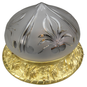 French Art Nouveau Flush Mount in Bronze and Cut Glass, 1920
