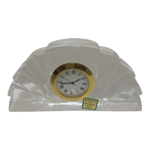 Vintage Marquis by Waterford Crystal Desk Mantel Clock - Art Deco Fan Design
