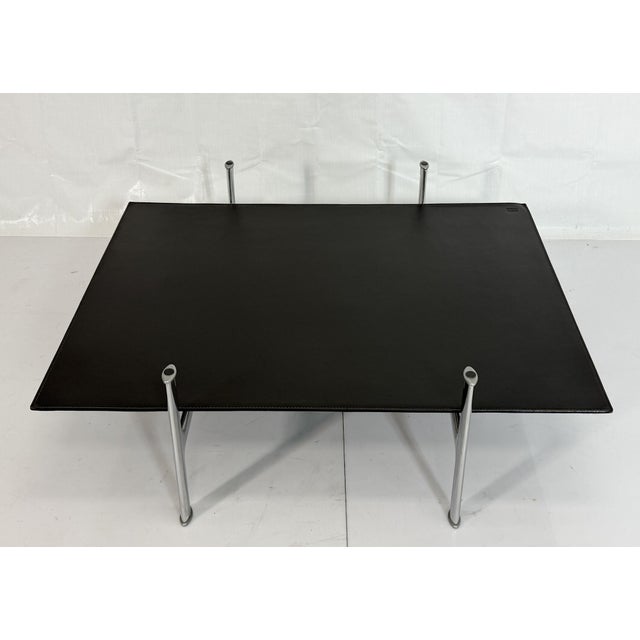 1980s Antonio Citterio for B&b Italia Leather, Aluminum & Glass Coffee Table For Sale - Image 10 of 18