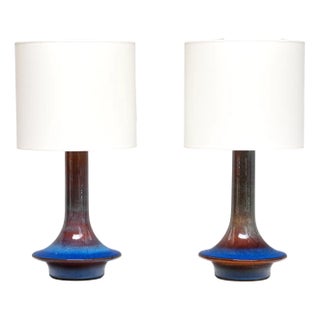 Table Lamps in Glazed Stoneware by Einar Johansen for Søholm, Denmark, 1960s, Set of 2 For Sale