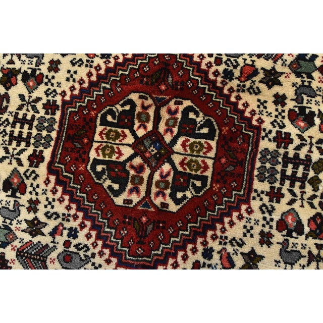 Ivory Abadeh Rug 5'2'' X 6'11'' Ivory Wool Vintage Tribal Hand-Knotted Oriental Carpet For Sale - Image 8 of 12
