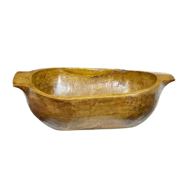 Rustic Large Early 20th Century Hand Polished Carved Bowl, 1890s For Sale - Image 3 of 7