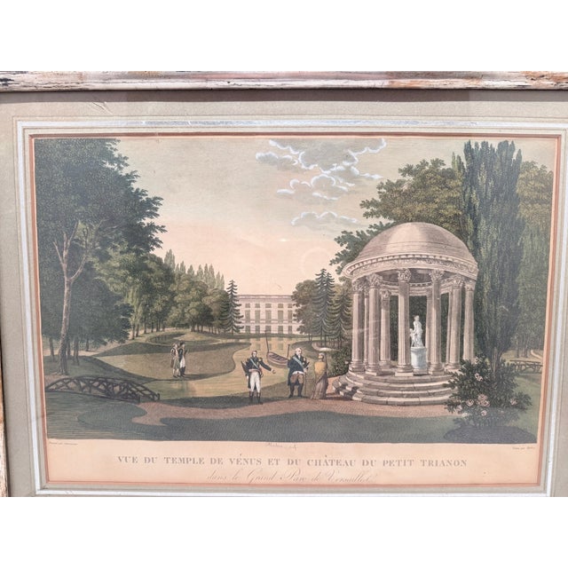 Wood Framed Antique Engraving "Vue Du Temple De Vénus Et Du Château Du Petit Trianon Dans Le Grand Parc De Versailles", For Sale - Image 7 of 14