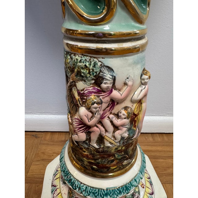 Sculpture Materials Italian Capodimonte Porcelain Pedestal With Figural Relief, 32.75” Tall For Sale - Image 7 of 12