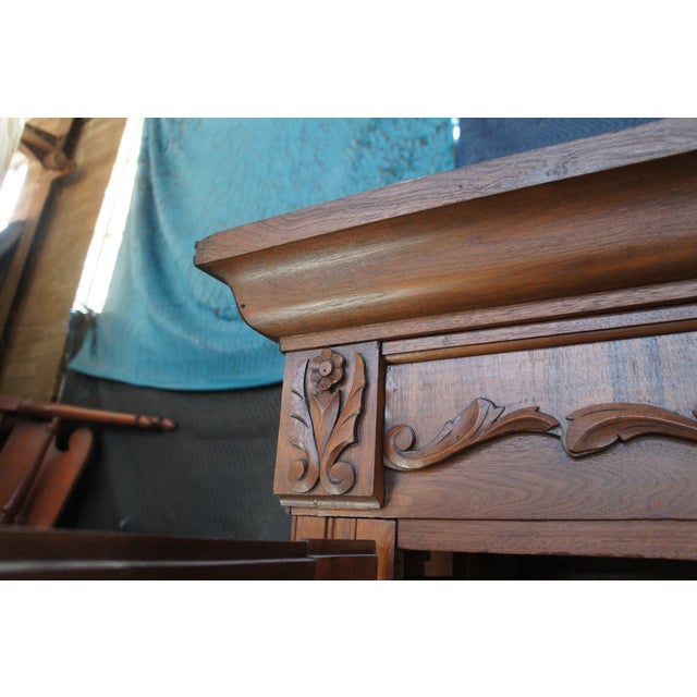 Antique Victorian Walnut Mirrored Clothing Armoire Wardrobe Closet Cabinet 87" For Sale - Image 11 of 17