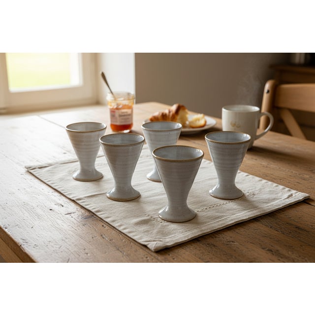 Set of 6 Hand-Thrown French Studio Pottery Egg Cups - Le Lion Villeneuve De Berg For Sale In Portland, OR - Image 6 of 6