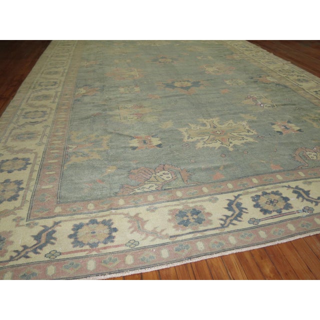 Textile Vintage Feminine Worn Oushak Rug - 9' x 13'6" For Sale - Image 7 of 12