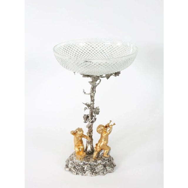 English English Elkington Silver Plated / Cut Crystal Epergne - a Pair For Sale - Image 3 of 12