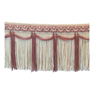 1980s Lampshade Fringe in Rose and Off-White From Italy - 4½ Yards For Sale