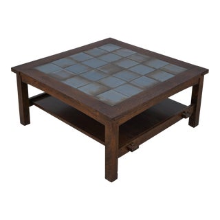 Stickley Gustav Design Tile Top Mission Oak Coffee Table For Sale