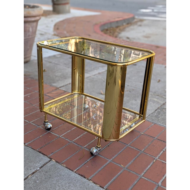 Metal Vintage Two-Tier Bar Cart With a Tubular Brass For Sale - Image 7 of 11
