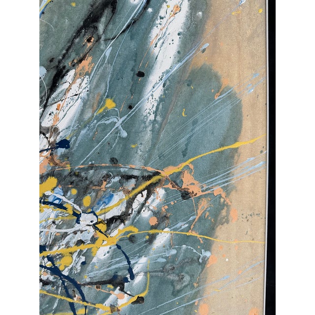 1980s Mid-Century Modern Drip Painting, Framed | Chairish