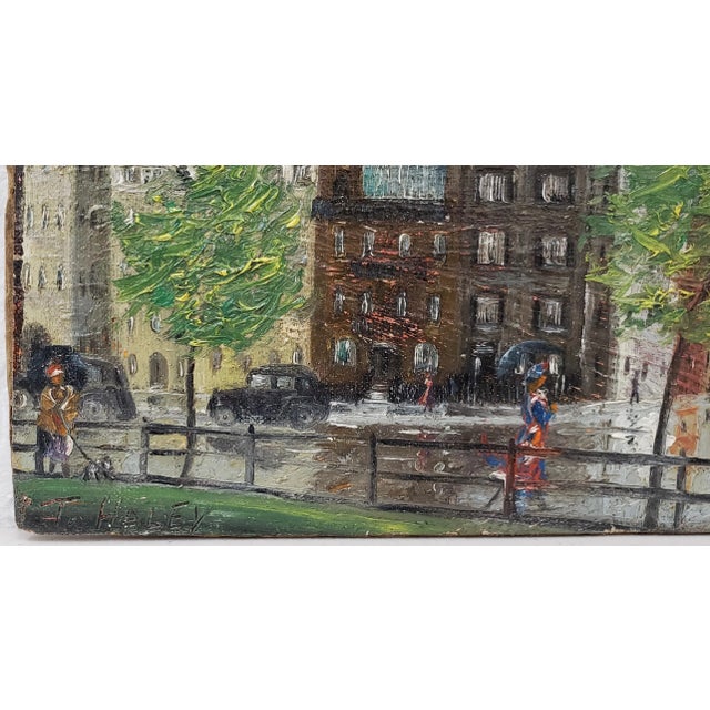 Early 20th Century American City Landscape Oil Painting by F. Haley c.1910 Fantastic original oil painting on paper over...