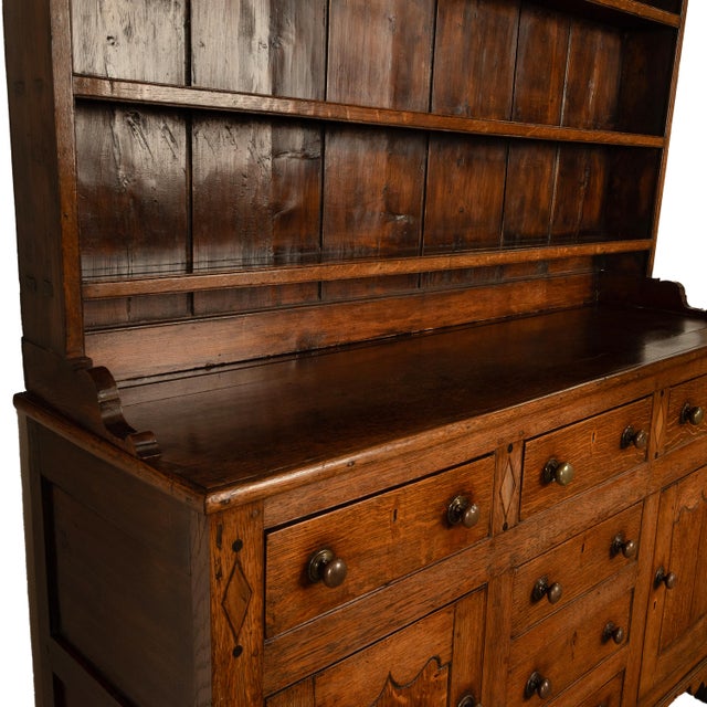 Antique 18th Century Georgian Oak Inlaid Welsh Dresser Plate Rack Sideboard 1780 For Sale - Image 11 of 11