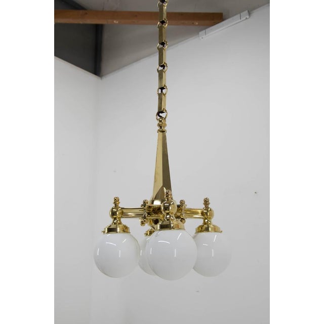 Art Deco Brass Chandelier, 1920s For Sale - Image 3 of 15