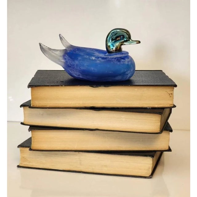 1970s Frosted Murano Glass & Silverplate Blue Bird Figurine, Signed For Sale - Image 4 of 12