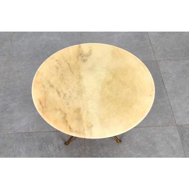 Mid-Century Modern Marble with Wood and Brass Round Coffee Table by Osvaldo Borsani, 1950s For Sale - Image 6 of 13