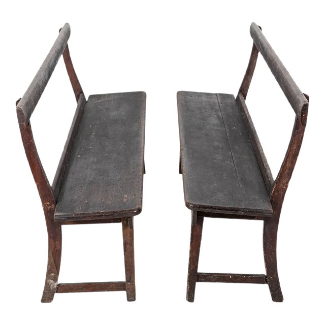 Set of 19th Century English Pine Chapel Benches For Sale
