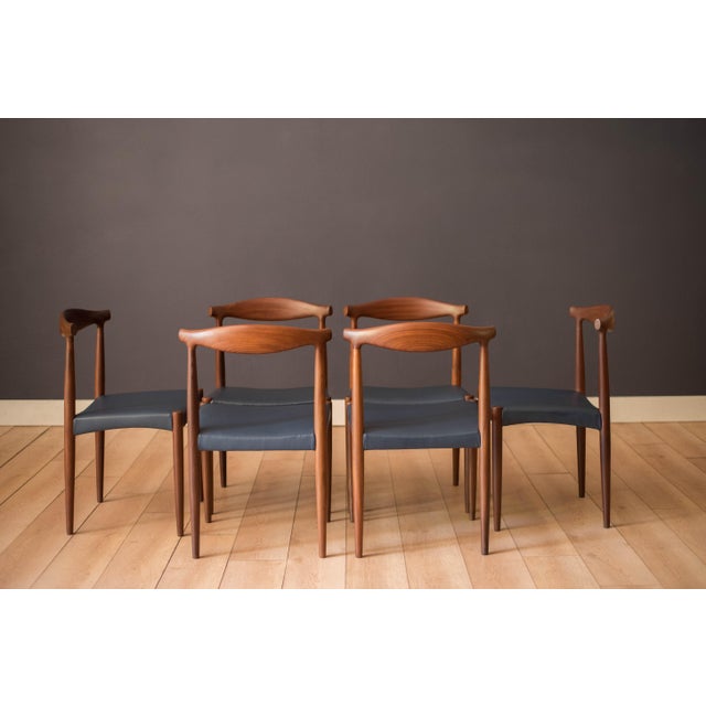 Mid-Century Modern Vintage Set of Six Sculptural Solid Teak Danish Dining Chairs by Vamo Sønderborg For Sale - Image 3 of 18