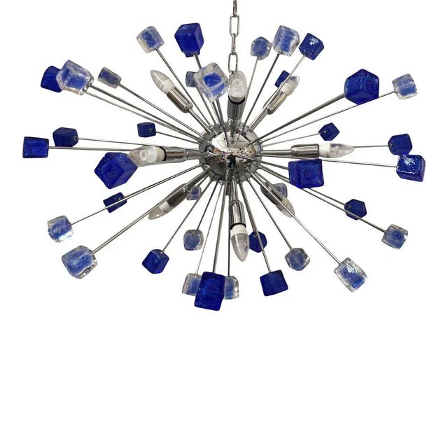 Blue Italian Handmade Blue Murano Glass Sputnik Chandelier from Simoeng For Sale - Image 8 of 9