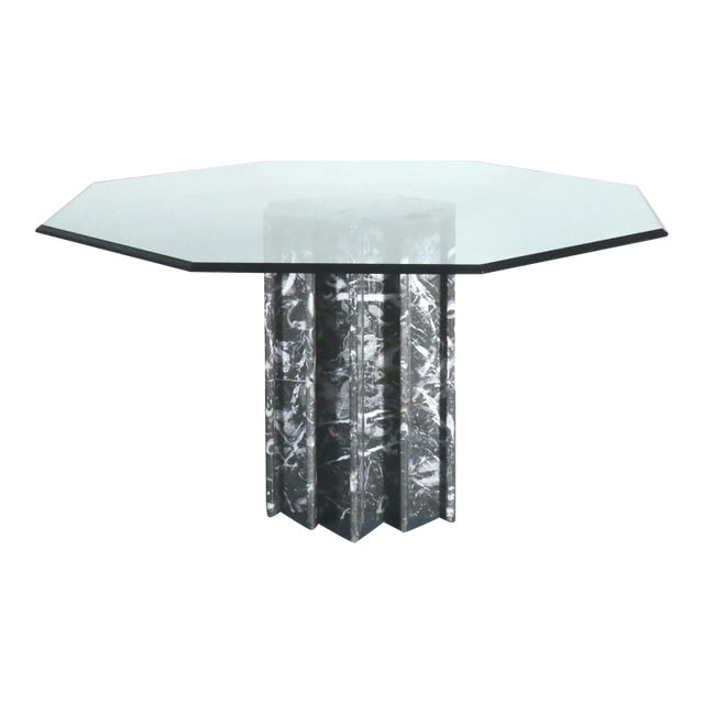 Sculptural Carnico Gray Marble Marble Pedestal Dining Table For Sale