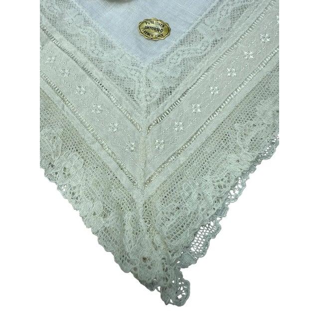 Linen Pure Linen Imported French Lace Handkerchief- A Matching Pair For Sale - Image 8 of 9