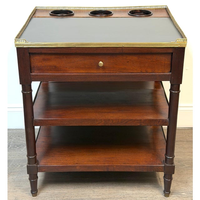 French Louis Philippe Mahogany Rafraîchissoir Wine Table with Slate Top and Brass Gallery French Louis Philippe Mahogany...