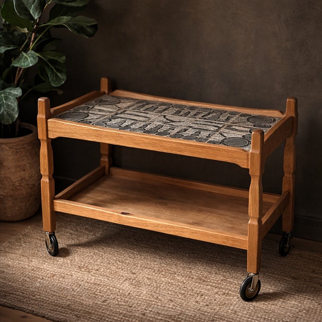 Mid-Century Modern Danish Oak Coffee Table with Ceramic Art Tiles by Henry Kjærnulf for EG Kvalitetsmöbel, 1960s For Sale - Image 3 of 9